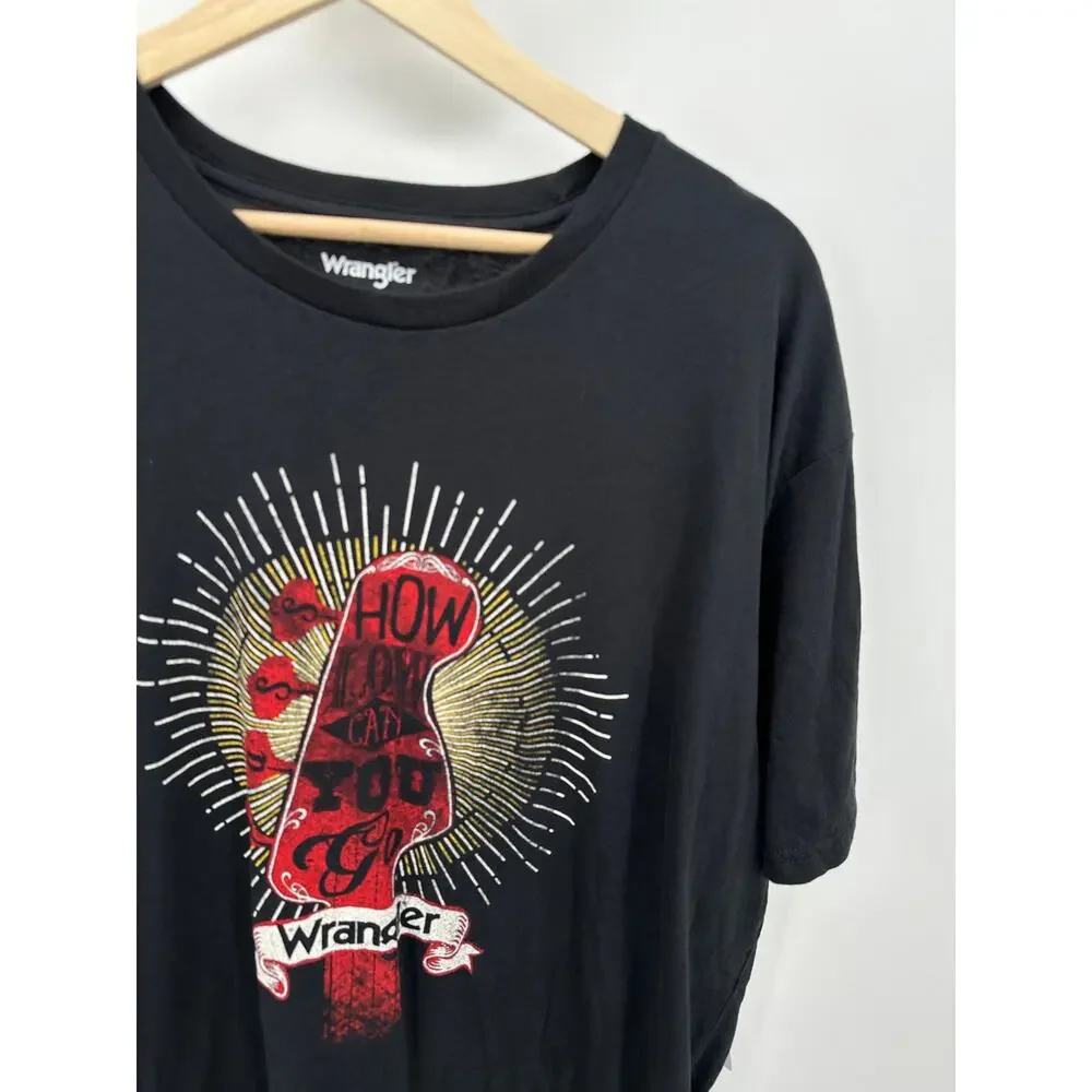 Wrangler Black 100% Cotton Short Sleeve Graphic Tee Shirt Men's Size X-Large NWT